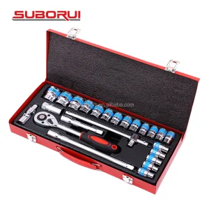 SUBORUI 24PCS OEM Hardware Hand Tool Kit Auto Car Repair 1/2" Socket Wrench Set with Screwdriver and Combination