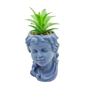 Wholesale Small Cement Flowerpot with Head Statue