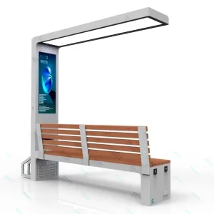Modern Waterproof Steel Bench Solar Powered with USB Wifi Charging for Outdoor Advertising for Garden Patio Park Hospital School