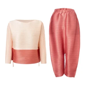 Famous Women’s Colorblock Pleated Long Sleeve Top and Lantern Pants Set – Elegant Two-Piece Outfit Companies, Product