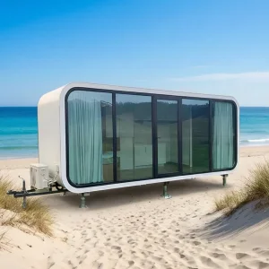 Preço do Módulo Espacial Moderno para Ginásio, Luxuosas Vilas Móveis, Casa Tiny da Apple, Cabana Prefabricada de Estrutura de Aço com 2 Banheiro, Casa Prefabricada Cabana