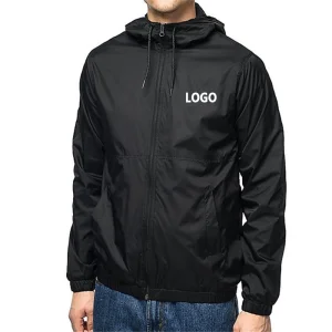 OEM Custom Waterproof And Windproof Outdoor Jackets Running Black Hooded Windbreaker Jacket For Men