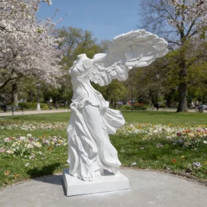 Life Size Marble Winged Victory of Samothrace Statue Weather Resistant Greek Goddess Outdoor Villa Garden Sculpture White Marble Statues