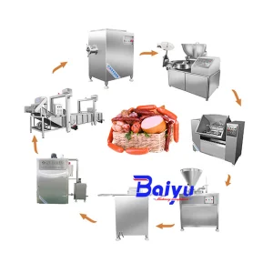 Baiyu Automatic Vacuum Sausage Production Line Smoked/Italian/Sausage Frankfurter Bratwurst Chorizo Salami Pork Beef Fish Chicken Processing Sausage Machine