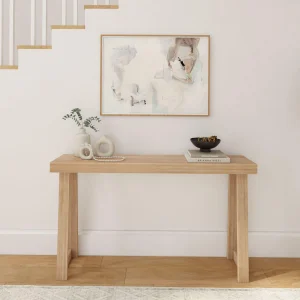Solid Pine Wood Modern Console Table with Adjustable Design Easy Assembly Blonde Finish for Hotel Narrow Entryway Living Rooms