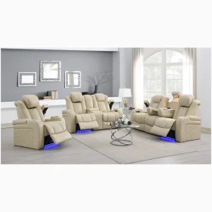 Conjunto de Sofás Reclináveis de Luxo em Couro Genuine