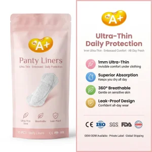 Mis a+ 1mm Compresas desechables de hierbas biodegradables súper absorbentes con alas gruesas y protección contra filtraciones para mujeres