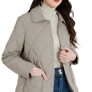 Lightweight Vintage Woven Polyester Women's Down Coat Regular Length Casual Autumn Winter Outerwear