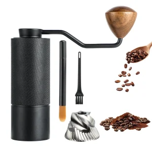 Portable Travel, Camping Home Brewing Adjustable Manual Burr Coffee Grinder Set with Stainless Steel Body and Precise Settings