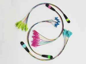OEM MM OM5 12fo MPO To LC, 12fibers MTP to LC 0.3m Fan-out Patch Cord Manufacturers, Quotes