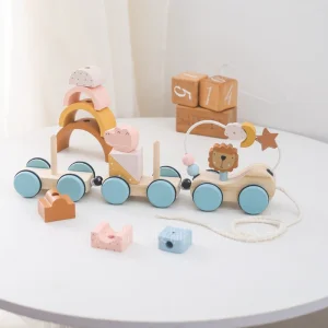 Customizable Wooden Drag Car Toys for Preschool Children Montessori Early Childhood Geometric Training Playing