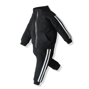 Roupas para Crianças Roupas Infantis Suéter Infantil Conjunto Casual em Duas Peças Roupas para Bebês Conjunto com Zíper Moletons Calças de Moletom Jogger Roupas Infantis Logotipo Personalizado