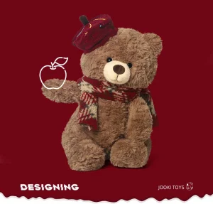 High Quality Super Soft Plush Cute Teddy Bear Scarf Christmas Plush Doll with Moving Ears Customizable Size &amp; Color Xmas Gift