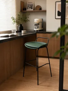Modern Upholstered Bar Stool with Metal Frame