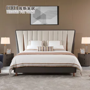 Conjunto de cama de cuero tamaño rey