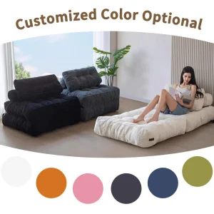 Folding Sofa Bed, Convertible Sleeper Chair with Back Support and Pillow Futon, Foldable Couch for Living Room/Guest Use/Home Office, Foldable Chair Bed