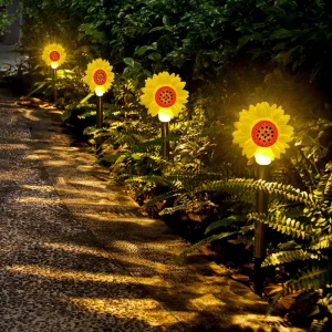 LED Landscape Ground Solar Lamp Outdoor 1 Drag 5 Solar Sunflower String LED Garden Path Lawn Light