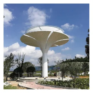 Painted White Garden Big Mushroom Abstract Metal Sculpture