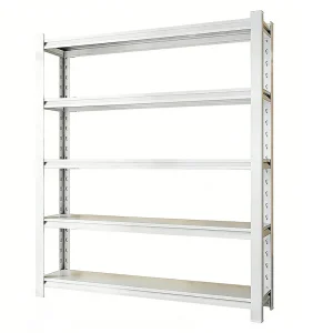 5-Tier White Metal Storage Rack Adjustable Keyhole Shelving Unit for Kitchen & Pantry Room