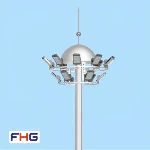 Adjustable Galvanized Steel Solar LED High Mast Light with High-Efficiency Spotlight for Airport and Stadium