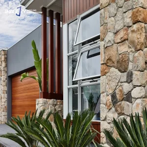 Modern External Windows Aluminum Alloy Slim Frame Tempered Double Glazed Awning Window