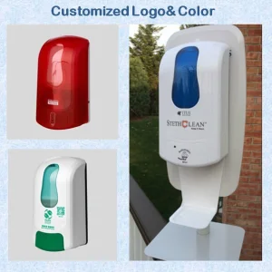 Custom Color Logo Commercial Industrial Bathroom Toilet Plastic Antibacterial Manual Refillable Gel Foam Liquid Soap Dispenser and Tray
