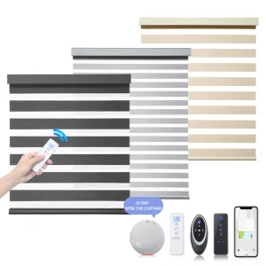 Best Day and Night Alexa Smart Zebra Roller Curtain Blinds Window Shades Motorized Shutter Blackout Electric Window Zebra Shade