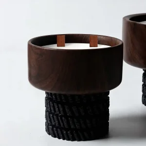 Luxurious Wood Grain Ceramic Cement Candle Jar for Artisan Design