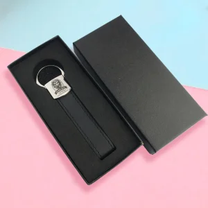 Personalized Metal Keyring with Sublimation Printed PU Leather and Custom 3D Logo for Promotional Gifts