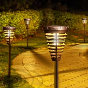 مصباح حديقة LED شمسي مقاوم للماء IP65 للإضاءة الأرضية العالية لتزيين الفيلات والحدائق والمنتزهات