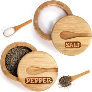 Storage Salt Cellar Bamboo Spice Jar Bamboo Seasoning Box Seasoning Powder for Kitchen Tools