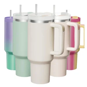 Custom Spill Proof Stainless Steel 40oz Insulated Mug Tumbler with Handle and Straw