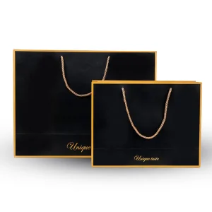 Retail Custom Logo Packaging Black Boutique Gift Paper Bags