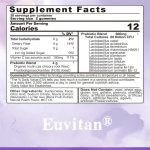 Organic Probiotic Gummies 60 Billion Cfu