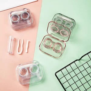 Eyeshare Transparent 4 Colors Eye Contact Lens Box Green pink Contact Container Case Purple White Eyes Care Case Box