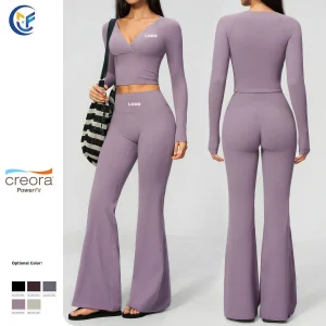 Nueva llegada de chándal de yoga para mujeres en crema, de secado rápido, alta elasticidad y cintura alta, ropa deportiva para correr y fitness al aire libre