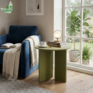 Natural Bamboo Round Side Table