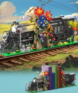 1848 PCS STEM Big Boy Train Bookend with Lights DIY Building Set for Kids with Chugging Engine & Cargo Cars