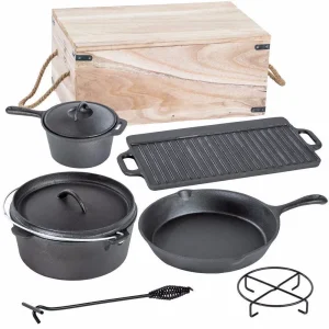 7-Piece Cast Iron Camping Cookware Sets