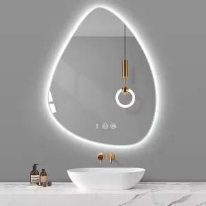 Vanity Wall Mounted Fashion Design LED Bathroom Mirrors in Irregular Shape Smart Backlit Bathroom Accessories for Wholesales