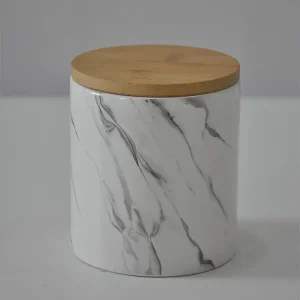 OEM Stoneware Ceramic Storage Jar with Bamboo Lid Ireland