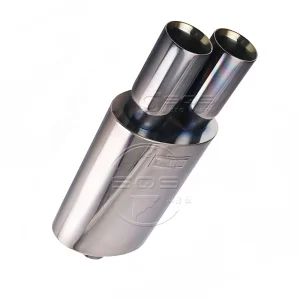 SQS High-Quality Diameter 2.5" Inlet Oval Body Double Tips Muffler Universal Stainless Steel Performance Silencer for Car
