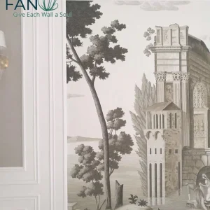 Zhenling Hand-Painted Bunker Architecture Design Wallpaper for Bedroom Wall Decoration