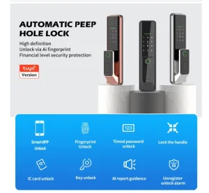 Keyless Entry Door Lock with Fingerprint Recognition Camera Digital Code Unlock Smart Lock System for Home Apartment Office