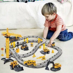 Samtoy 1: 64 32PCS Brinquedos de Construção Elétricos Veículos para Montagem Pista de Corrida Flexível para Crianças Brinquedo de Plástico