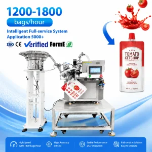 Semi-automatic Rotary Desktop Liquid Filling Capping Machine Ketchup Chili Sauce Spout Pouch Packing Machine