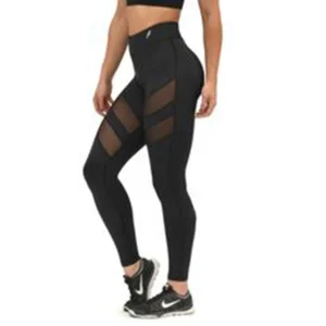 High Quality Custom Women's Yoga Leggings Solid Mesh Panel Eco-Friendly Sweat-Wicking Four-Way Stretch Seamless Breathable