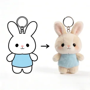 Factory Direct Custom Cotton Plush Bunny Keychain Doll Transform Your Cartoon Design High Quality Stuffed Mini Stress Relief