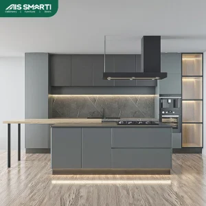 AIS 2025 Mounted Simple Design Grey Bathroom Vanity Cabinet Set Lacquer Kitchen Cabinet Sets Luxury Kitchen Furniture with Island