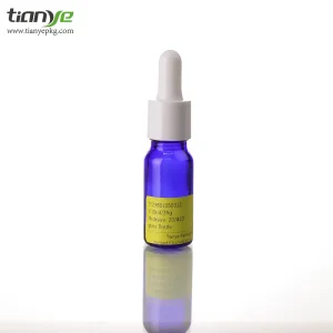 Exquisite 10ml Glass Cosmetic Storage Packaging Cylinder Sapphire Blue Dropper Vial